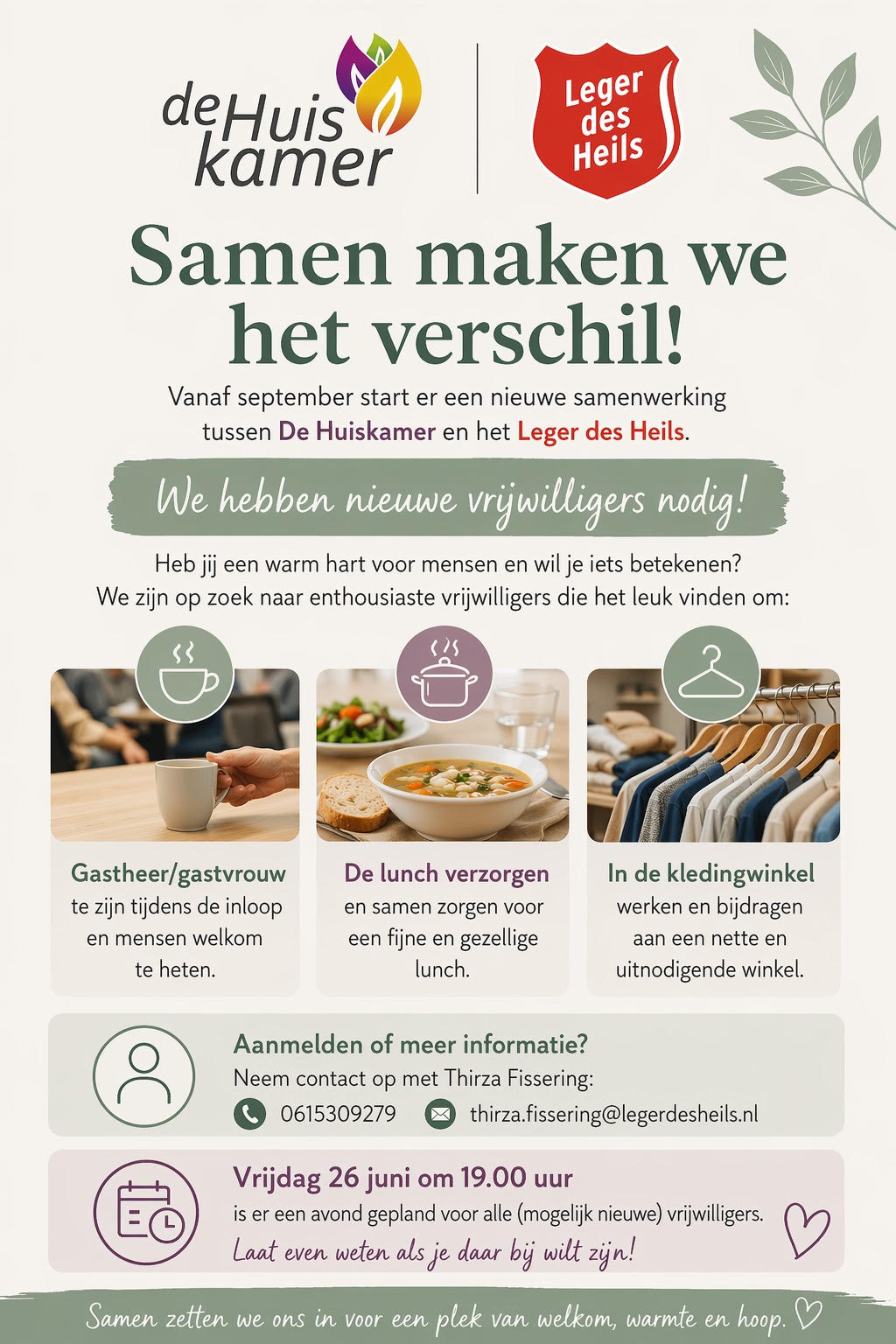 Samenwerking Huiskamer en Leger des Heils